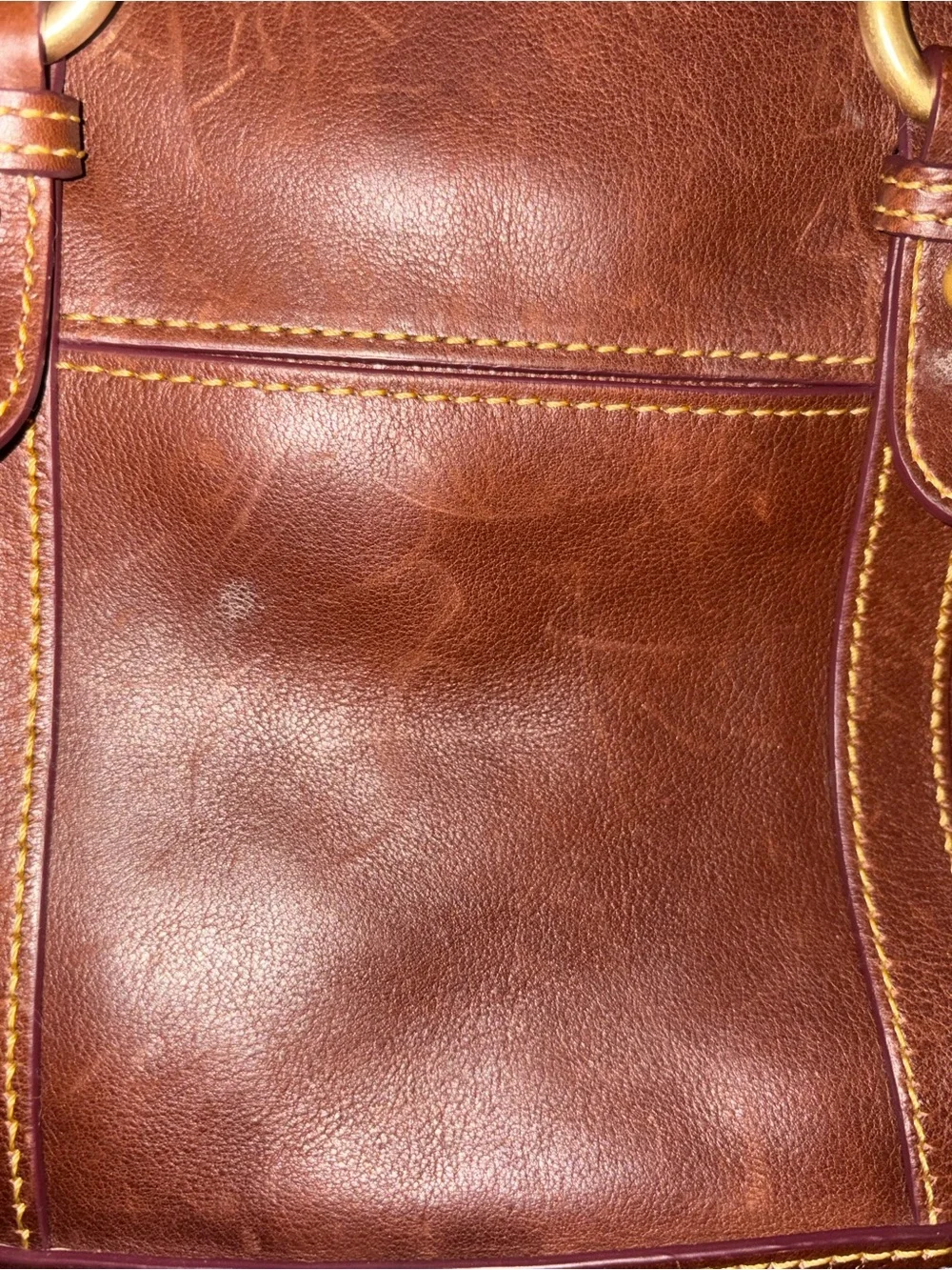 Dooney & Bourke Chestnut Brown Florentine Leather Whipstitch Satchel Bag